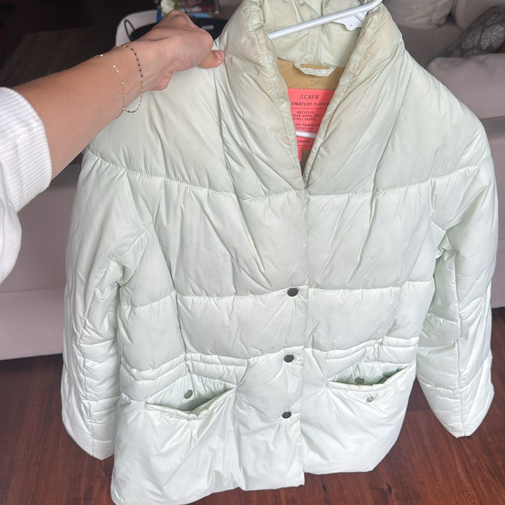 Mint Green J Crew Puffer Jacket